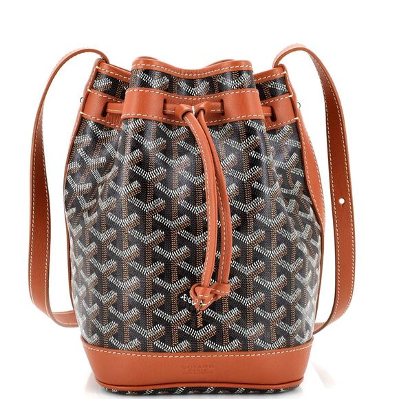 Goyard Handbags - Goyard Petit Flot Bucket Bag Coated Canvas PM Brown